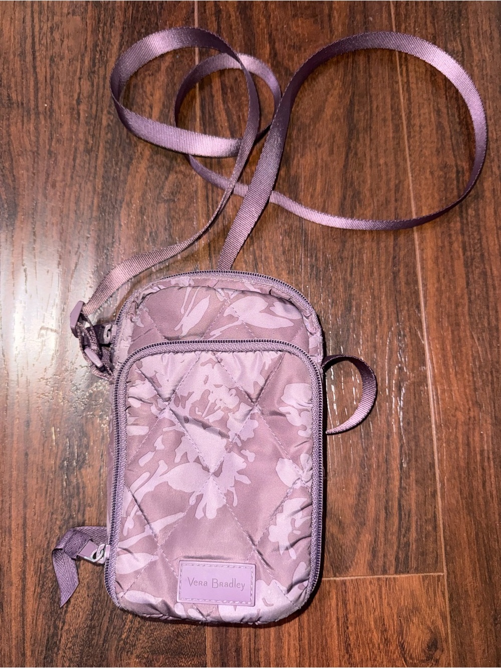 Vera Bradley Mauve Floral Quilted Crossbody Phone Pouch